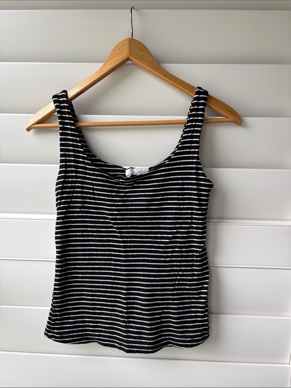 Carly Jean Los Angeles Black and White Striped Tank Top